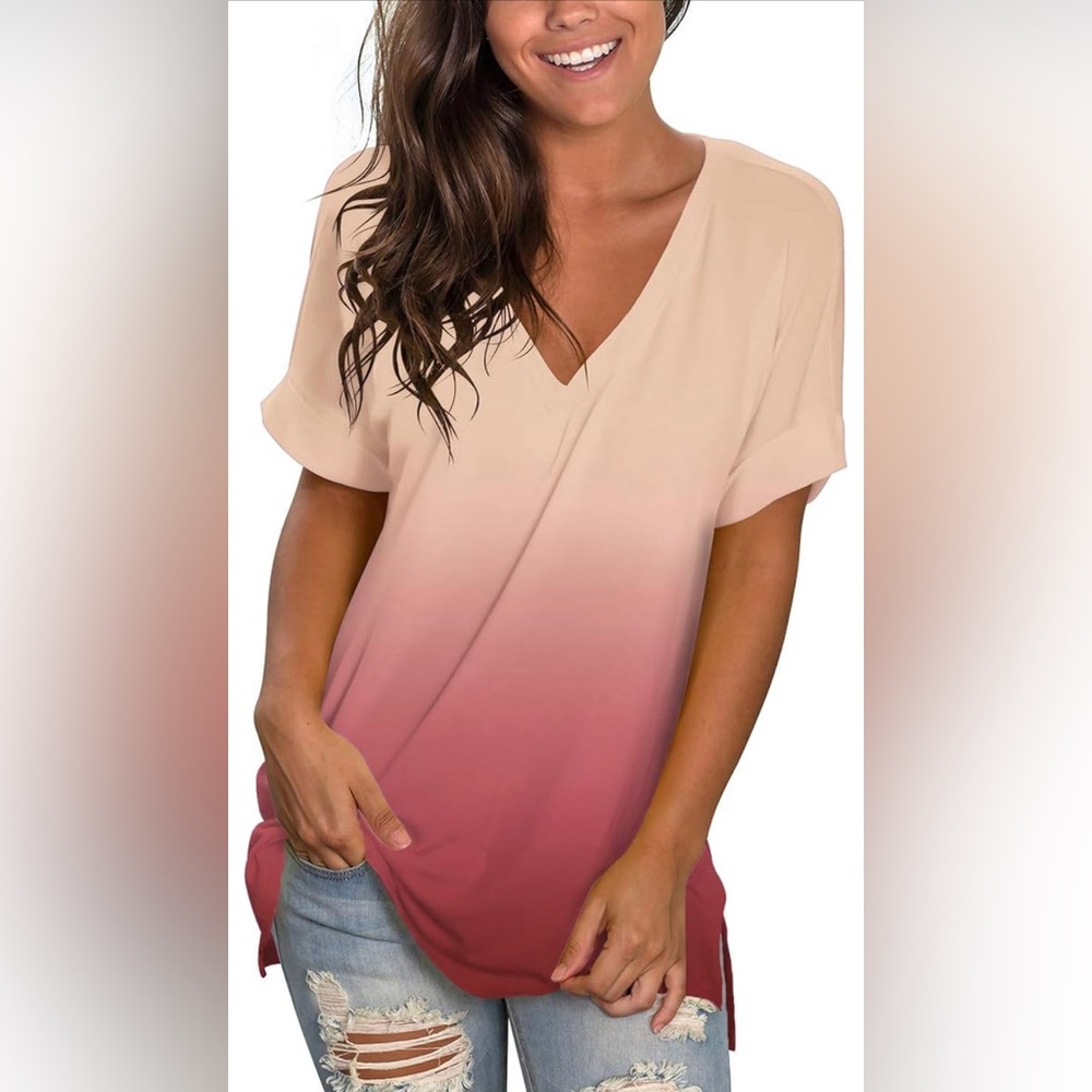 Ombré V neck Top